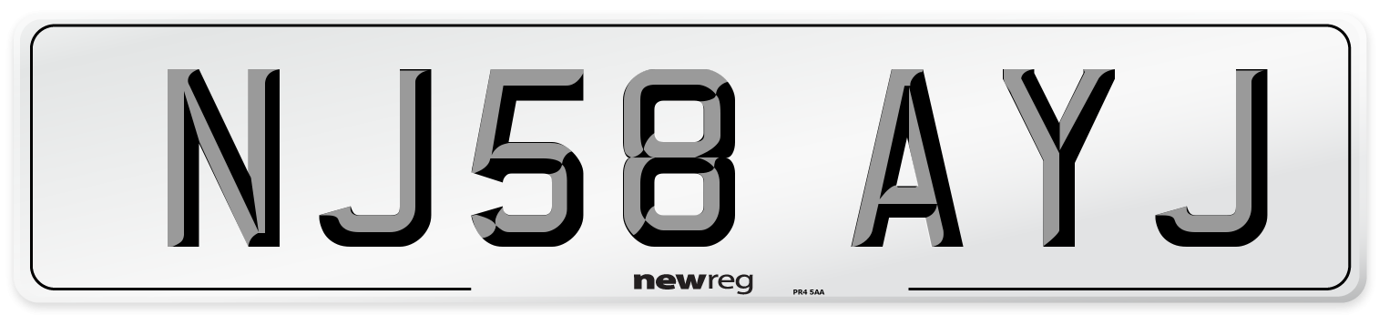 NJ58 AYJ Number Plate from New Reg